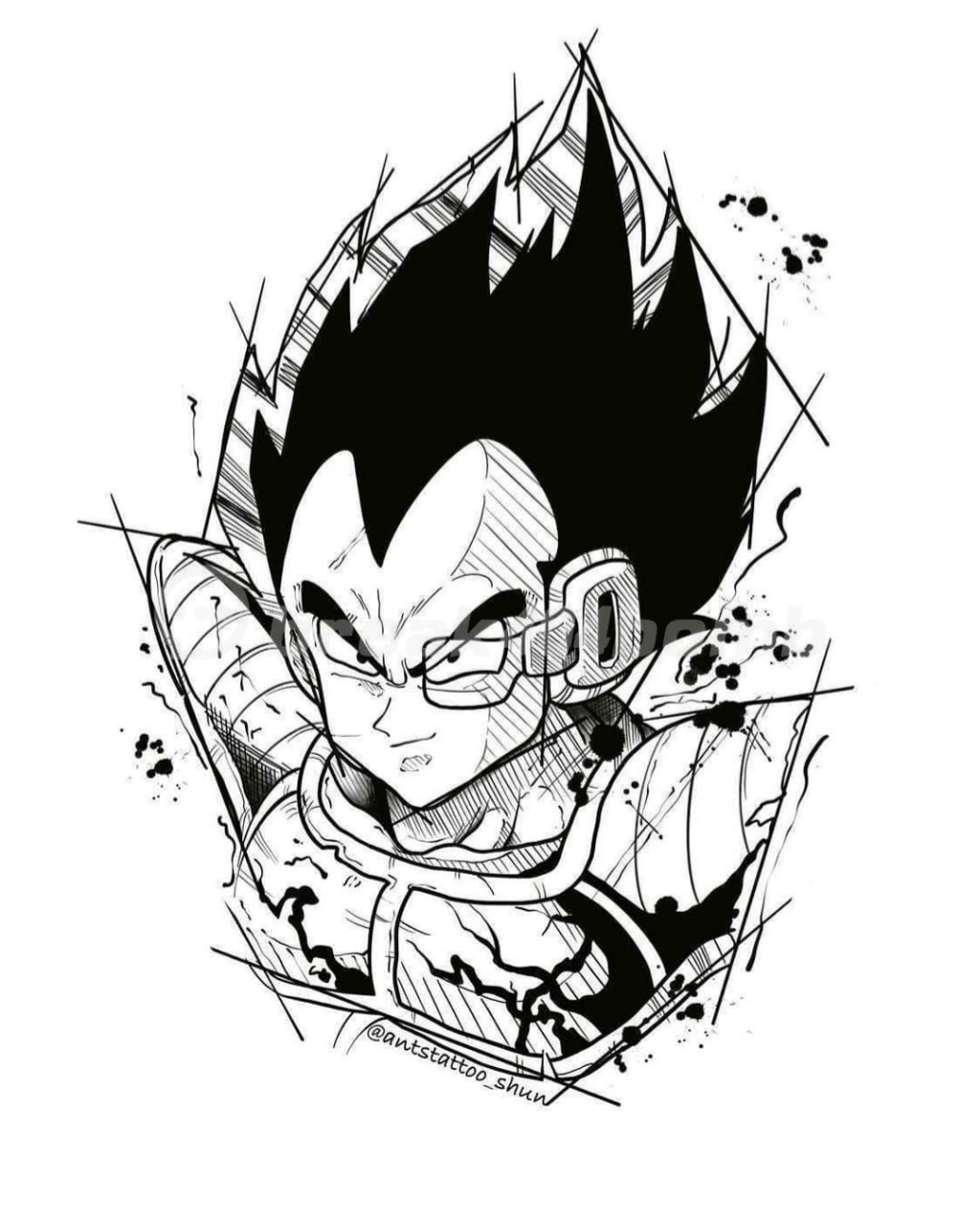 七龙珠悟空 贝吉塔纹身手稿丨悟天纹身 七龙珠纹身 单针纹身 #纹身