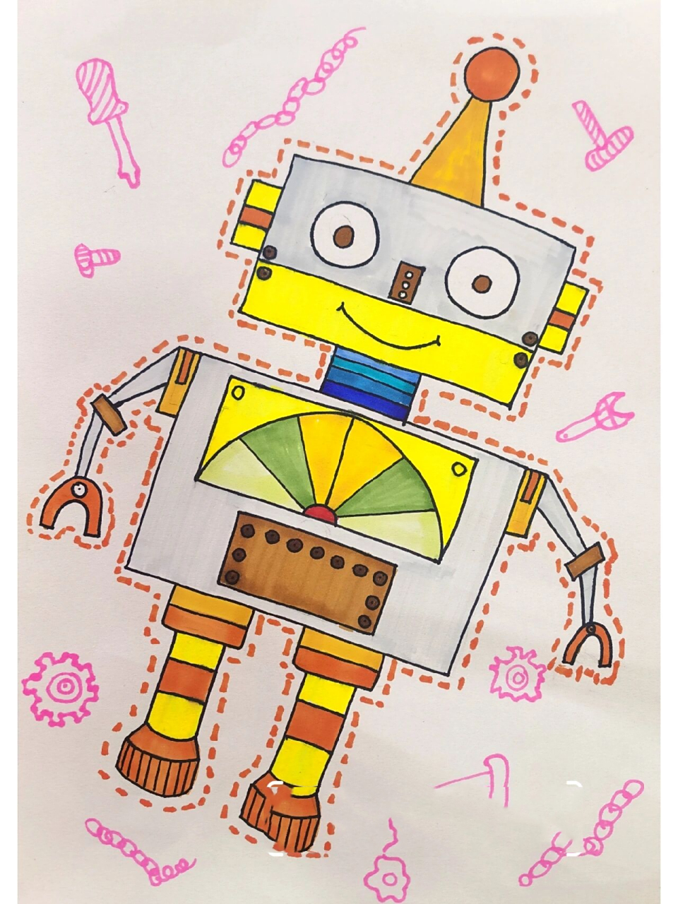 超简单机器人儿童画 后面有线稿图,宝宝们可以拿去涂色96.