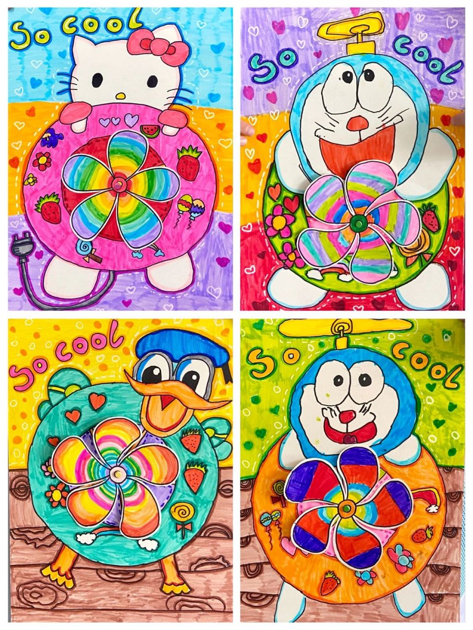 创意儿童画《卡通风扇》 炎炎夏日  绘画个手工小风扇凉爽一下吧