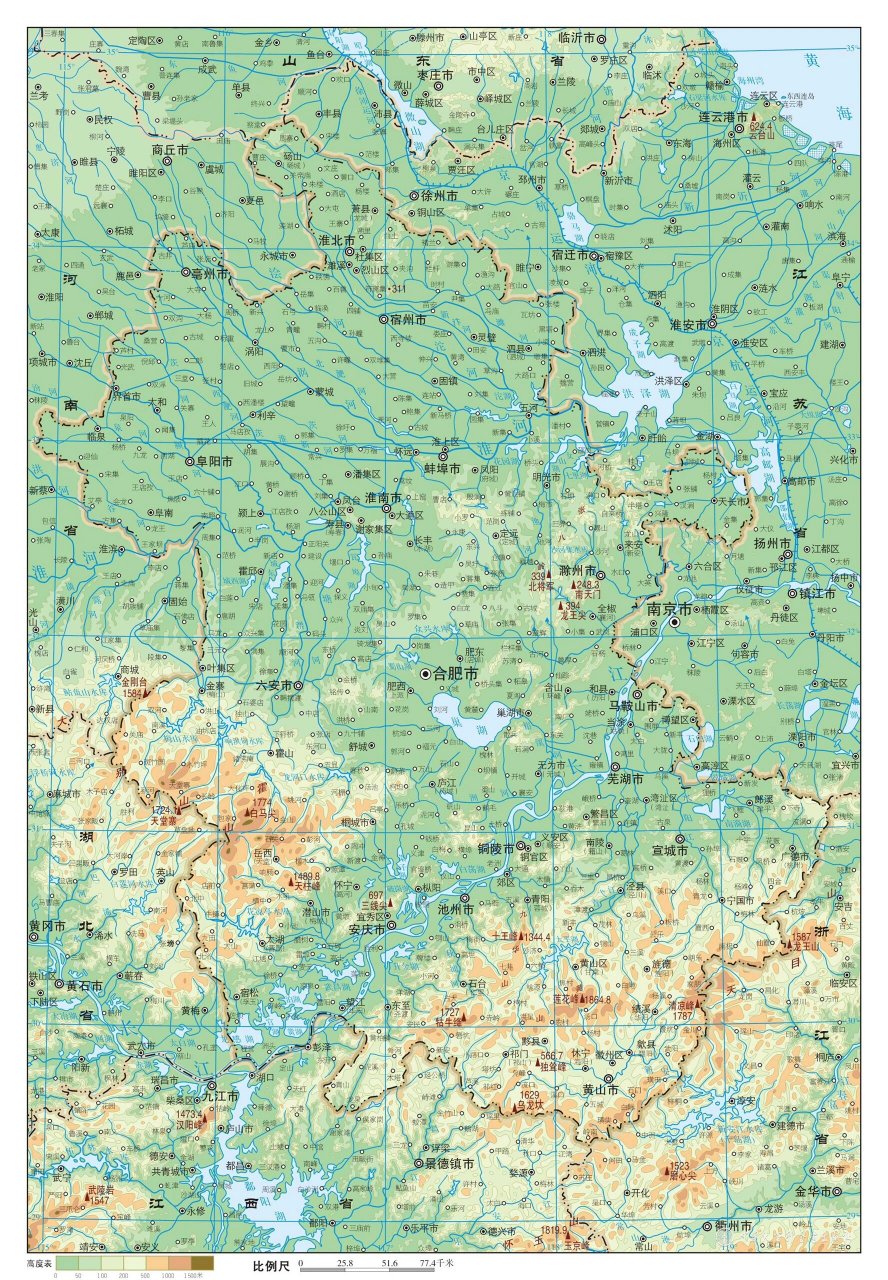 安徽省概况全图 安徽地处我国东南部,毗邻六省,北部一隅与山东省相接
