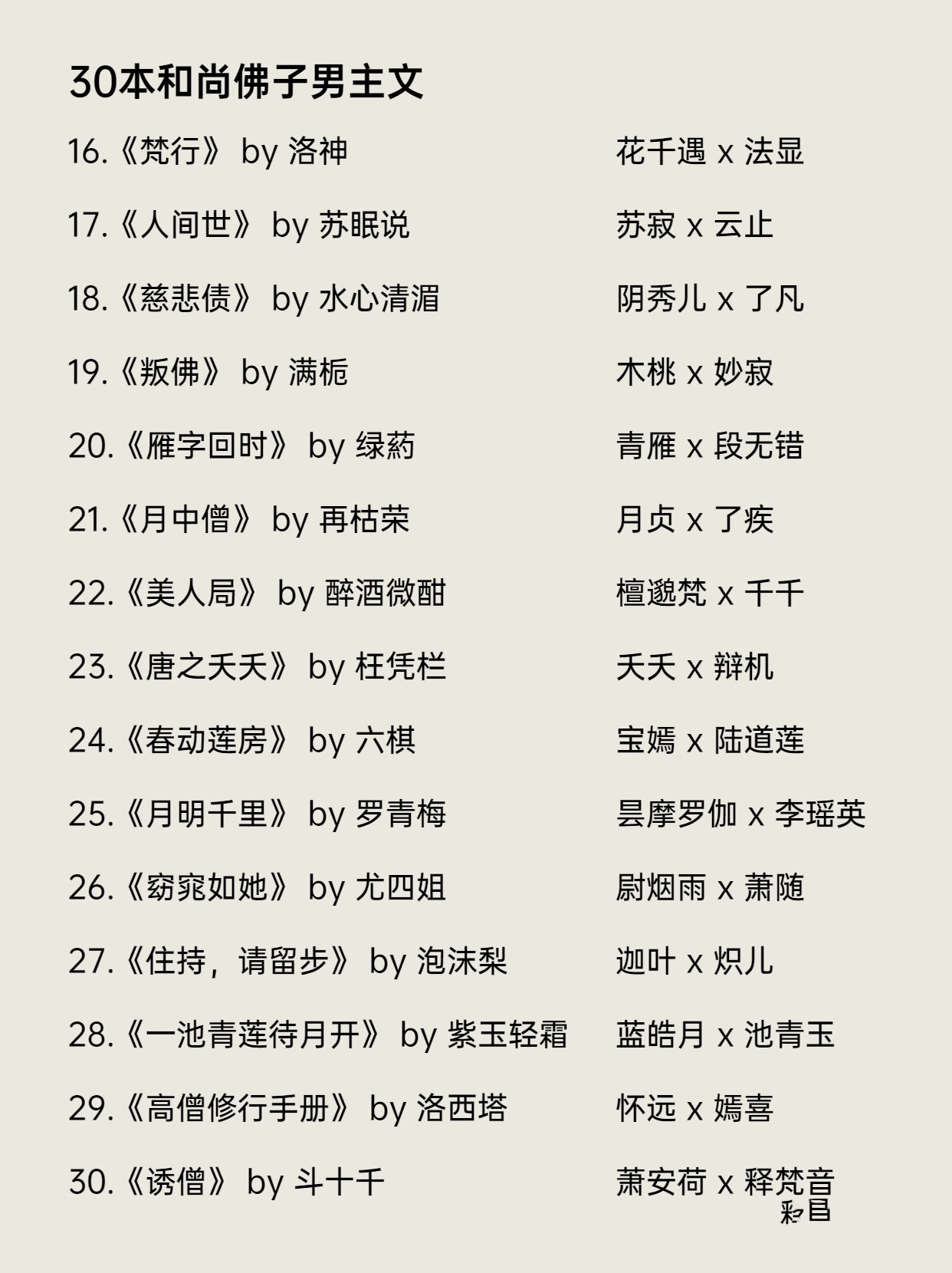 30本巨好看和尚佛子男主文6015为爱坠入红尘