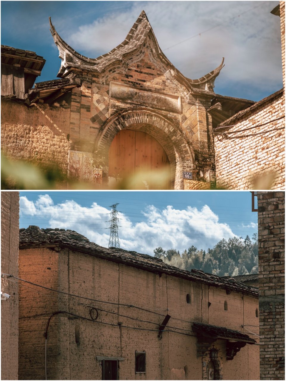 秋日暖阳下的屏南漈头村 秋日的暖阳洒在漈头村,夯土的墙面反射着有点