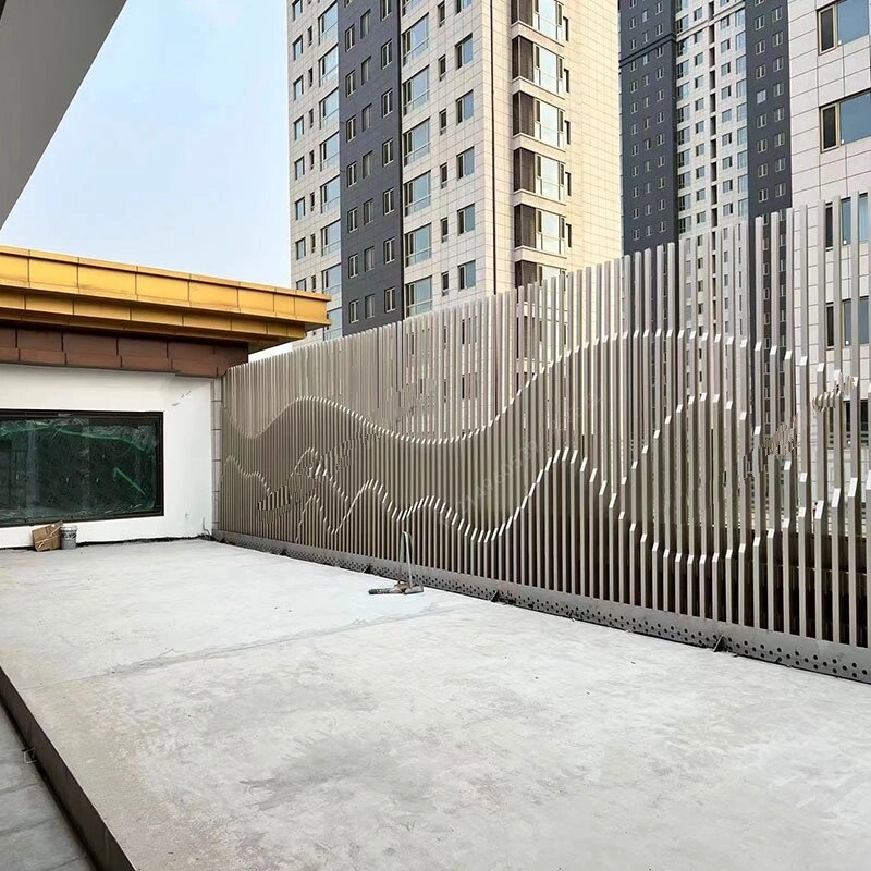 园林造型铝方通景墙格栅山峰立体异形铝方管 山峰状造型铝方通景墙