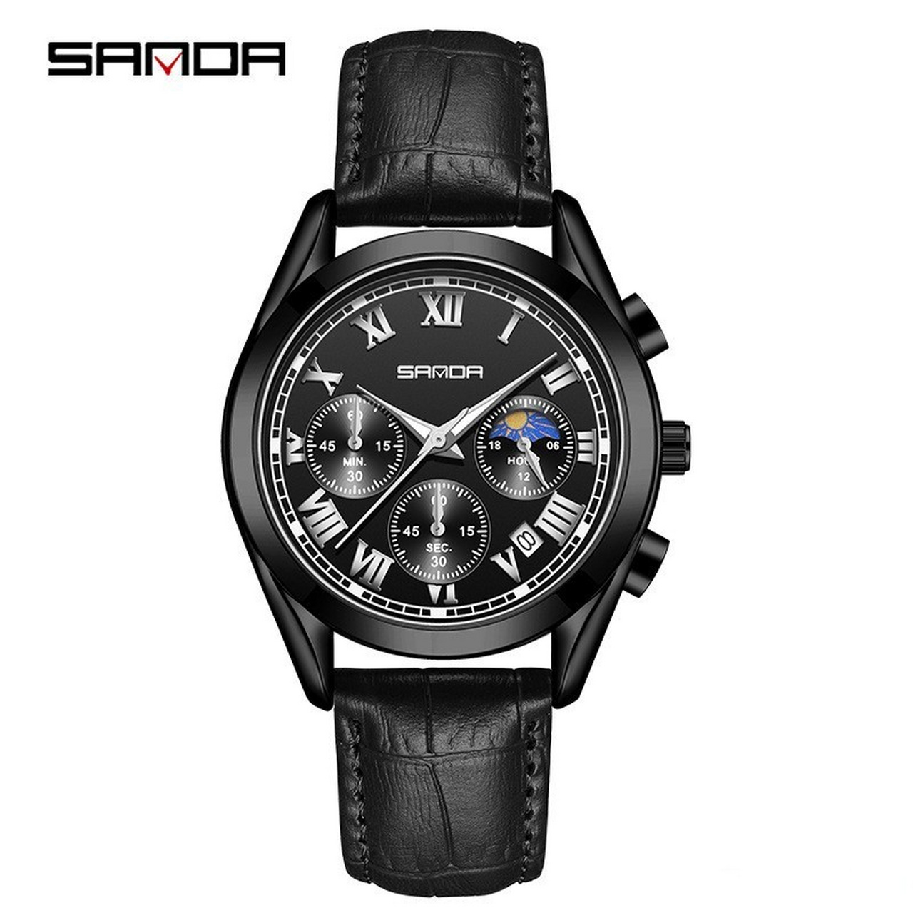 78 sanda三达5012商务皮带男士日月星辰手表 78 三眼六针设计