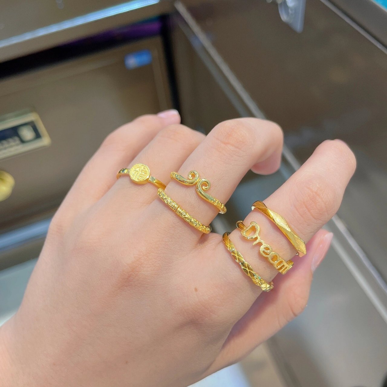 足金黄金戒指合集图|日常又百搭实拍上手图 足金999.