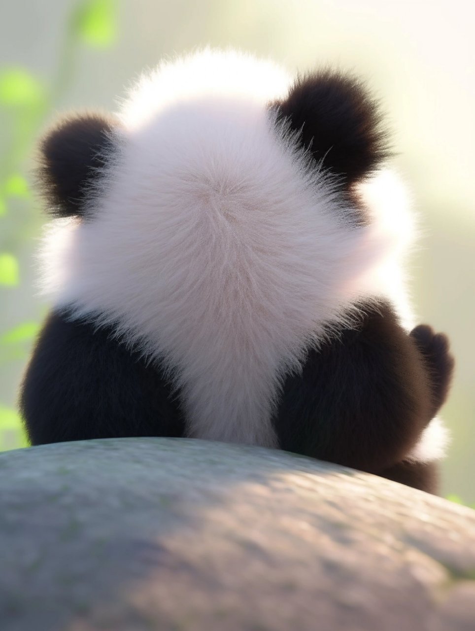 可爱大熊猫背影!