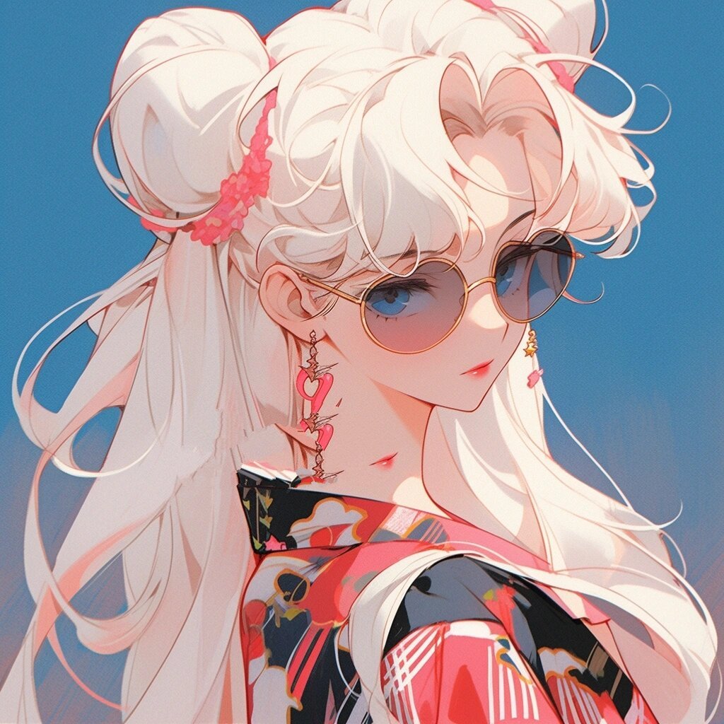 动漫女头|极简风格 代表月亮消灭你,极简风的女战士.