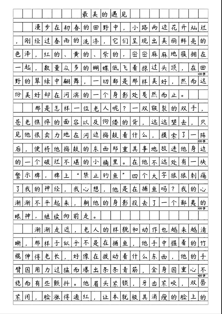 中考满分作文|写人叙事《最美的遇见》