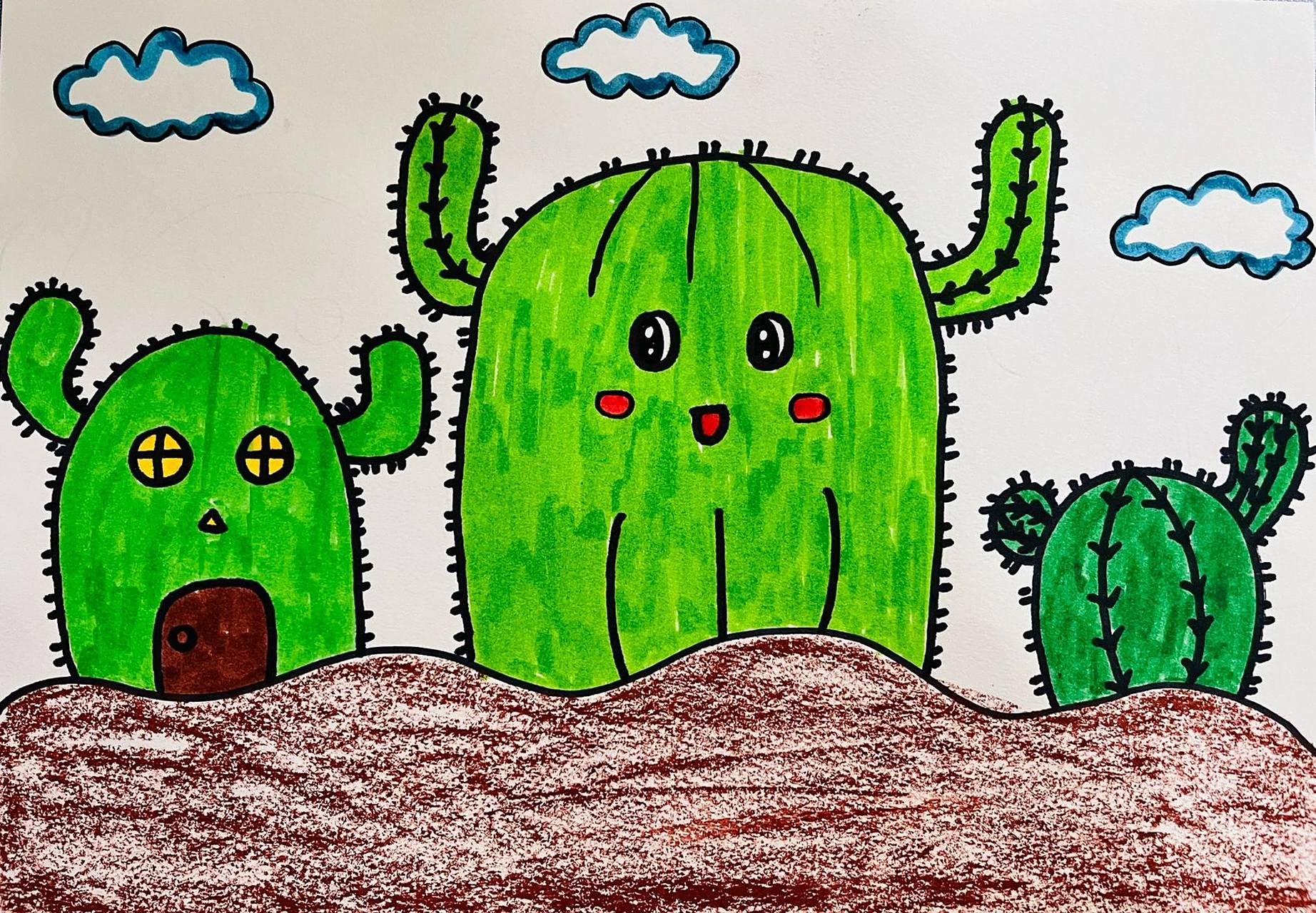 适合中小班创意美术《仙人掌91》 今天课程的主题是:《仙人掌91》