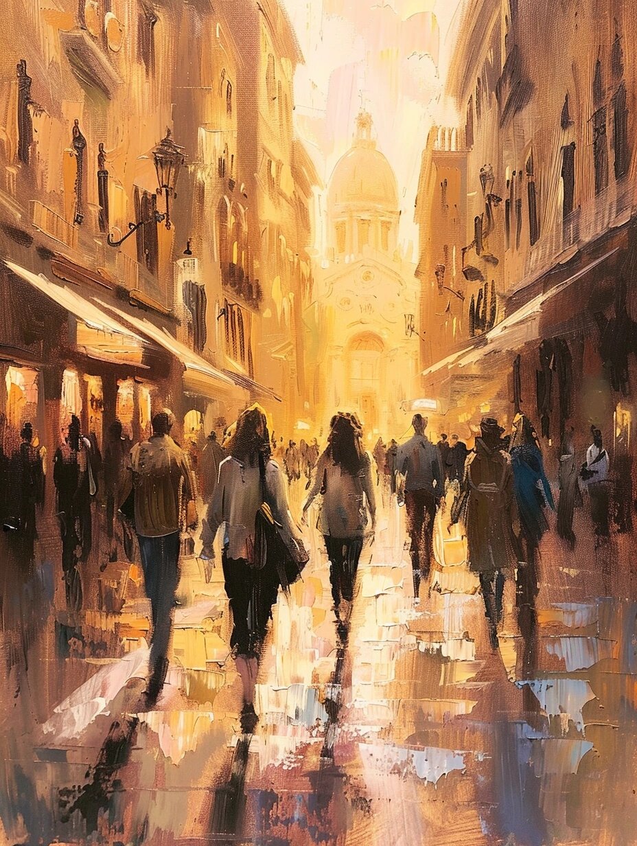 ai 油画|城市街景