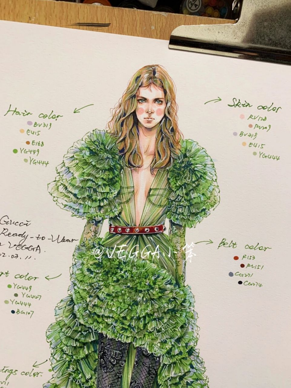 5mm 94画纸:康颂素描纸160g #马克笔手绘##服装设计考研##手绘服装