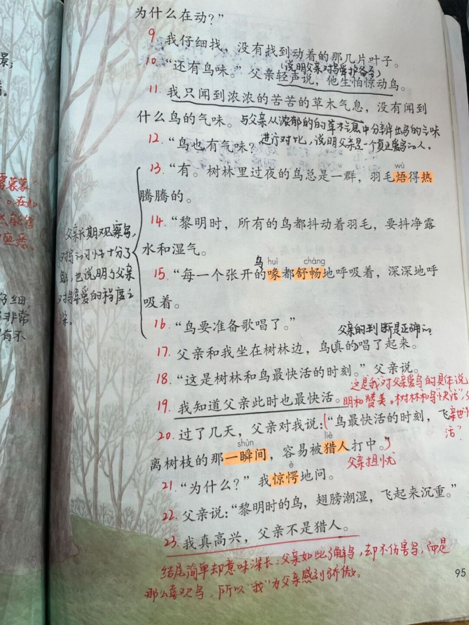 967115备课笔记《父亲,树林和鸟》