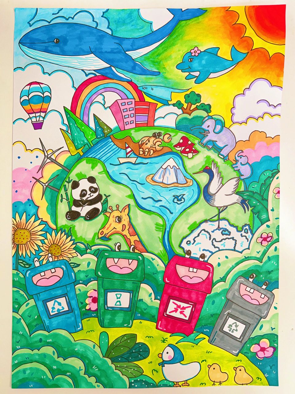 保护环境儿童画一等奖作品赏析 优秀作品赏析①李昱辰 10岁《绿色