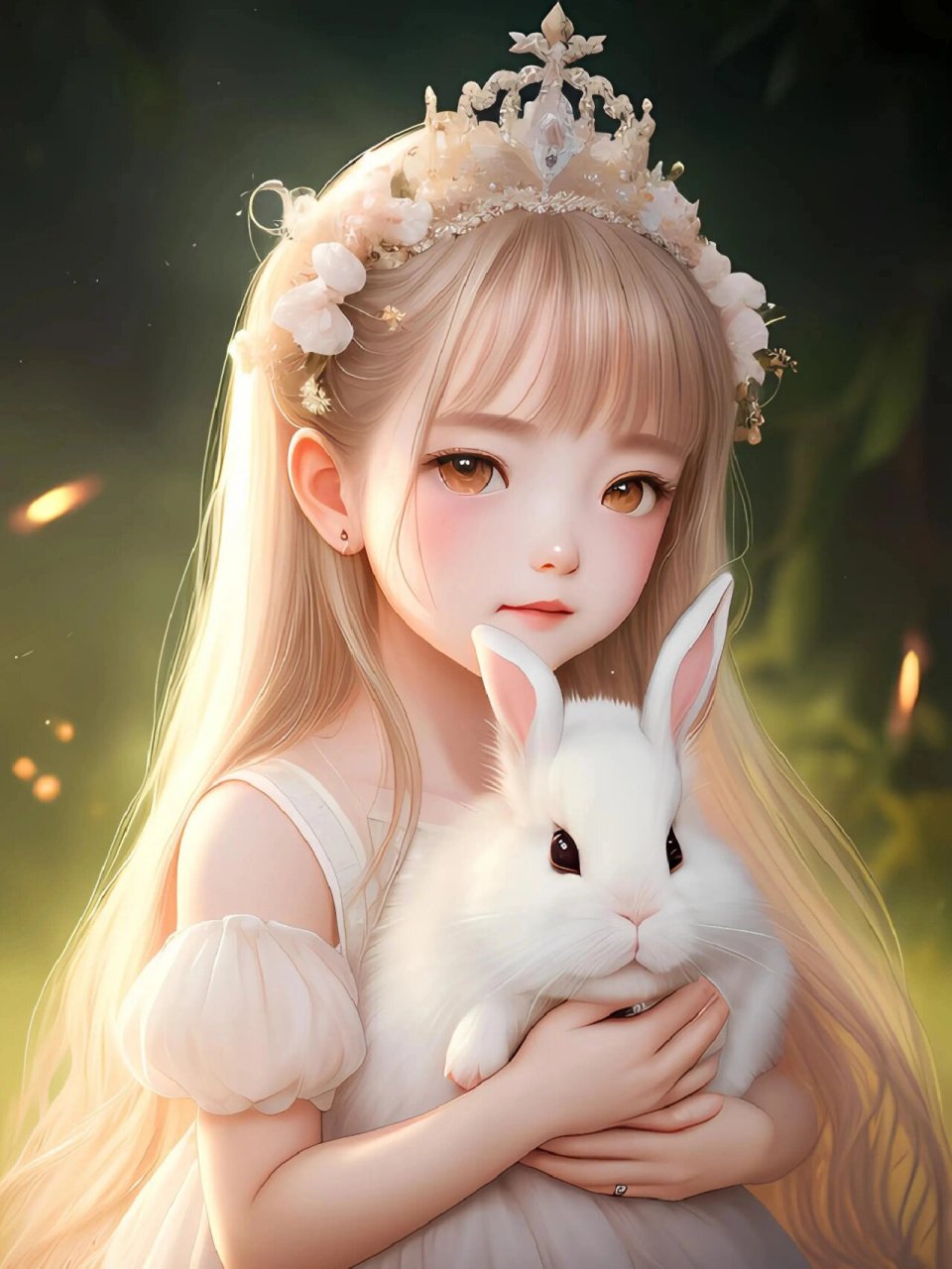 抱着兔子的少女7815原创头像壁纸