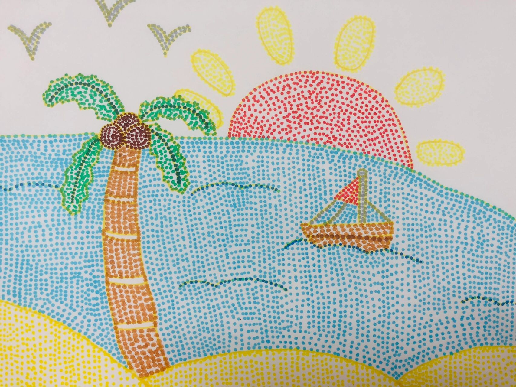 苏少版小学美术三年级上 《点彩游戏》学生课堂作业