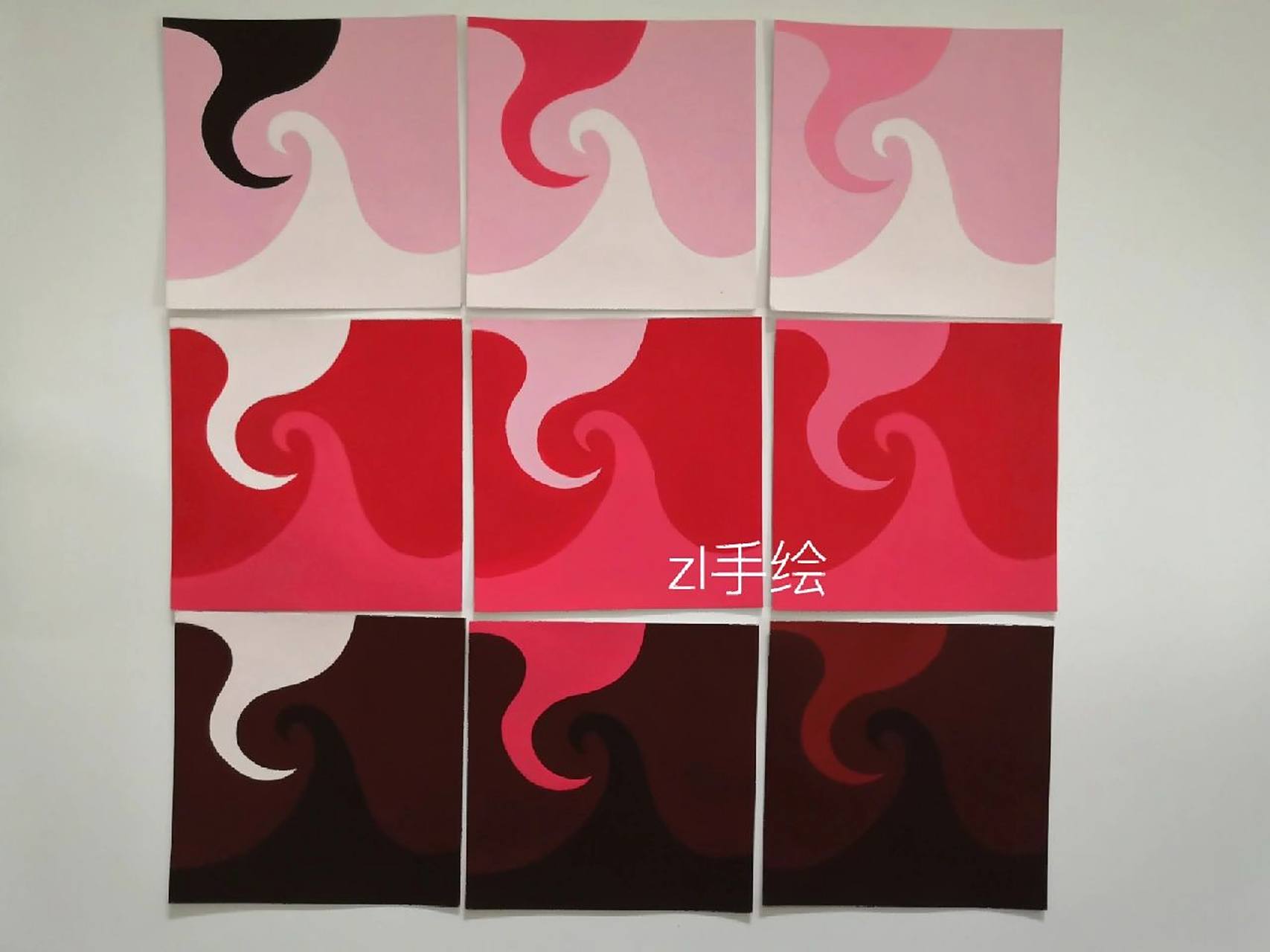 (色彩构成)明度九调/明度九宫格/明度对比