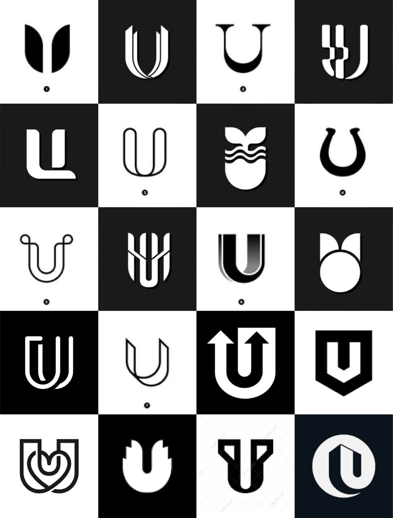 灵感采集82300个字母u元素图形logo设计分享 灵感采集82300个字母