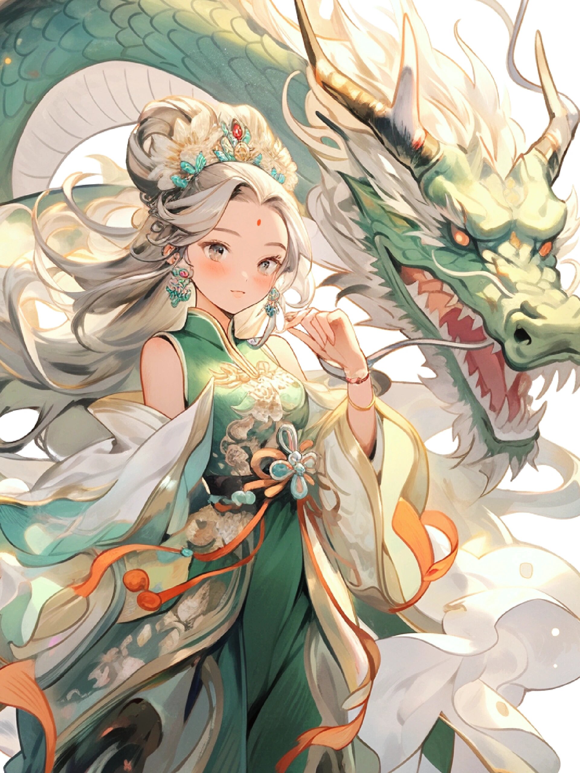 龙女|新国风&国潮插画|卡通国潮头像