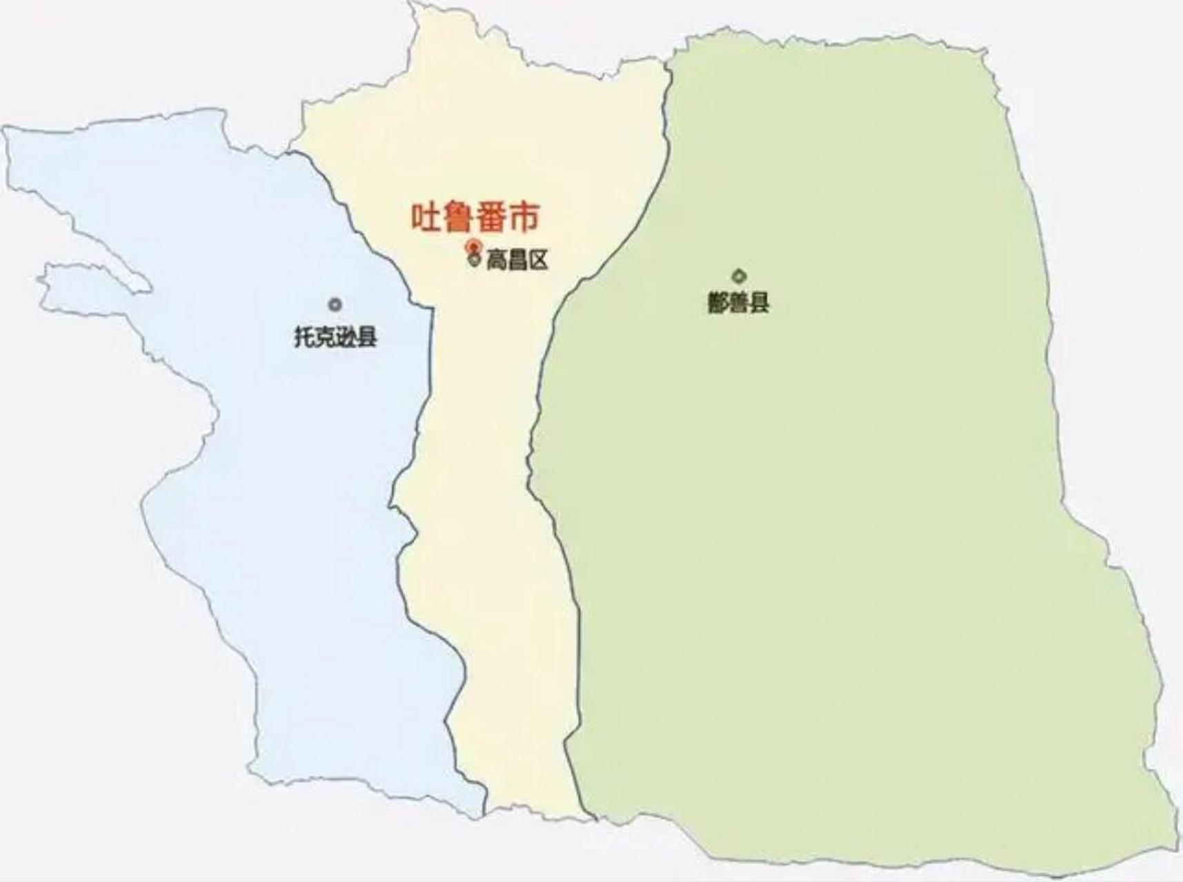 新疆各地市州政区图(二):吐鲁番市 吐鲁番市总面积6.