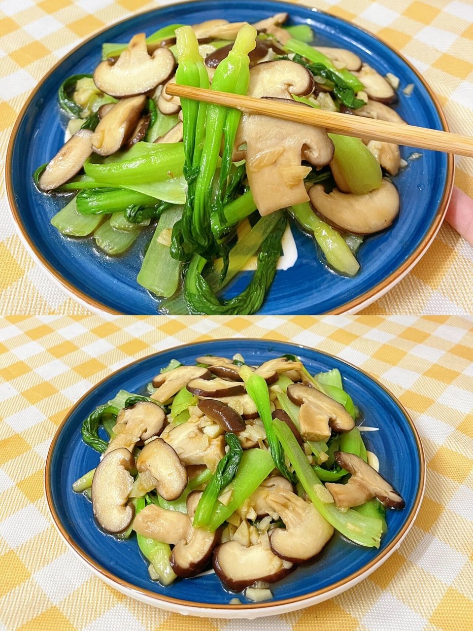 好吃97健康低脂73吃起来 今天的这道菜是清炒香菇上海青7815