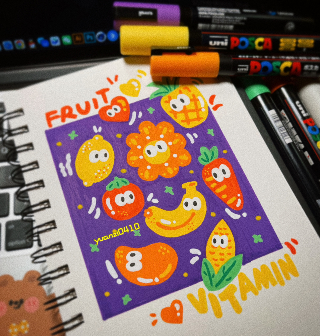 丙烯马克笔小画:水果们929303 黄色和橙色水果多多补充维生素