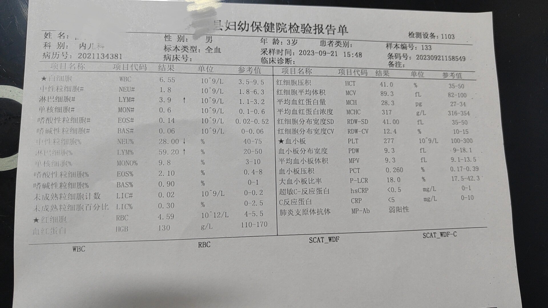 儿童支原体阳性图片