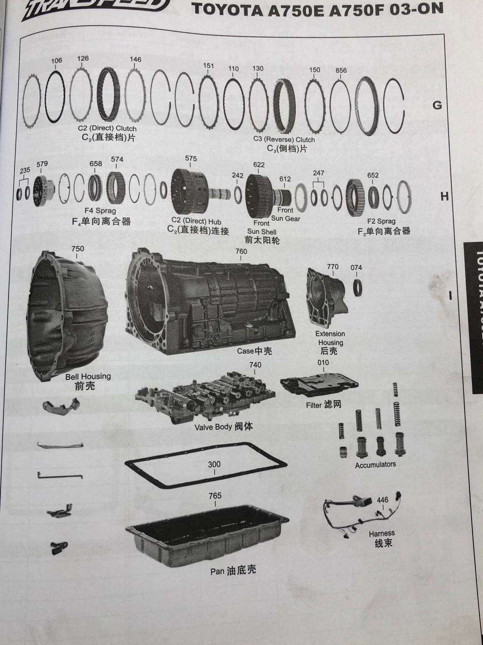 丰田a750e变速箱分解图