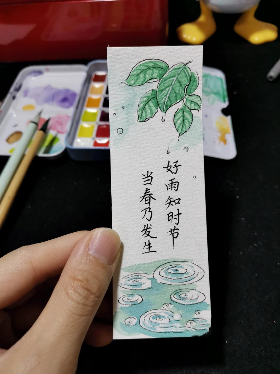 自制#二十四节气书签61雨水 灵感来自令人惊艳的冬奥会开幕式"二十