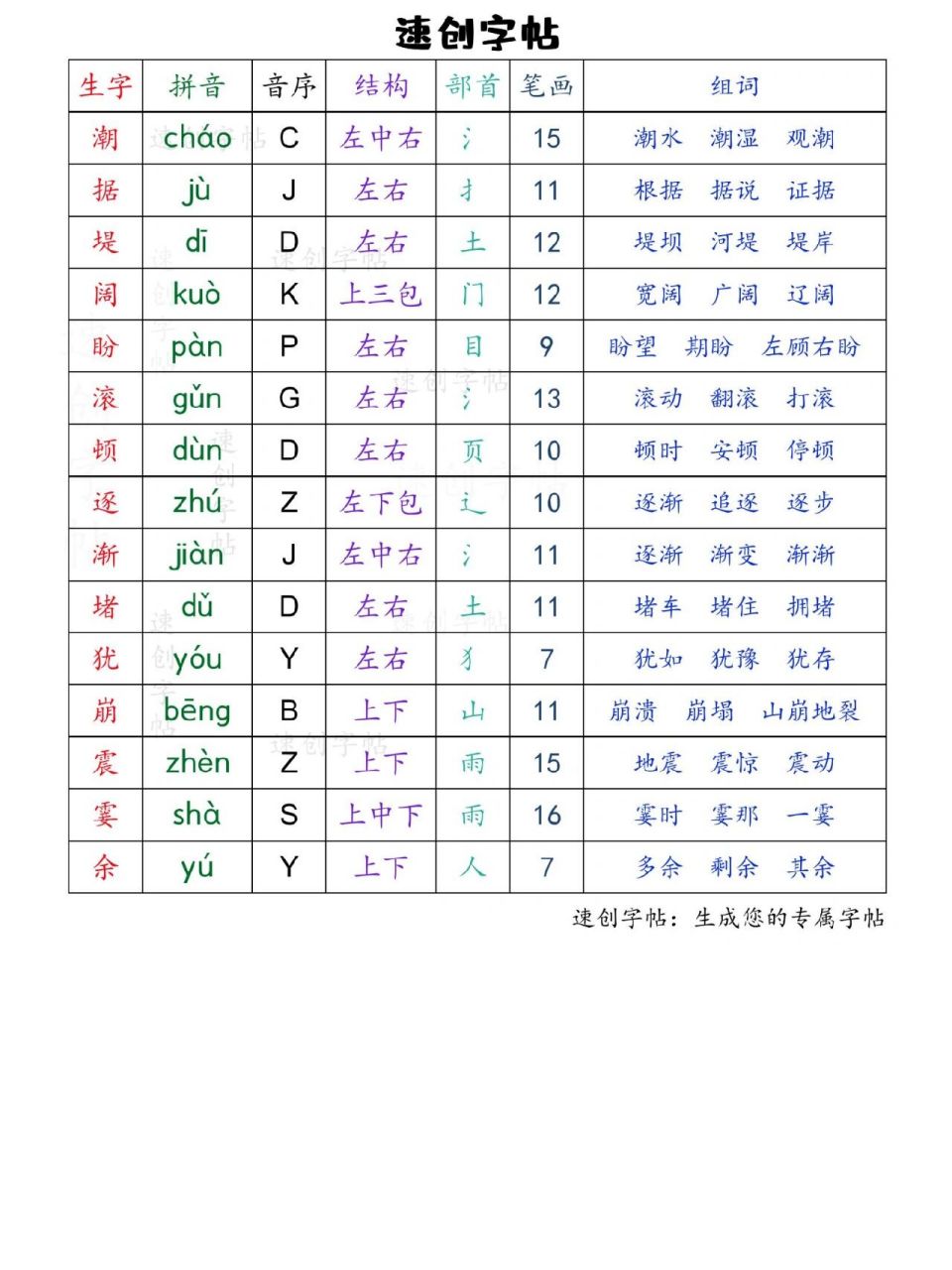 入组词第一课图片