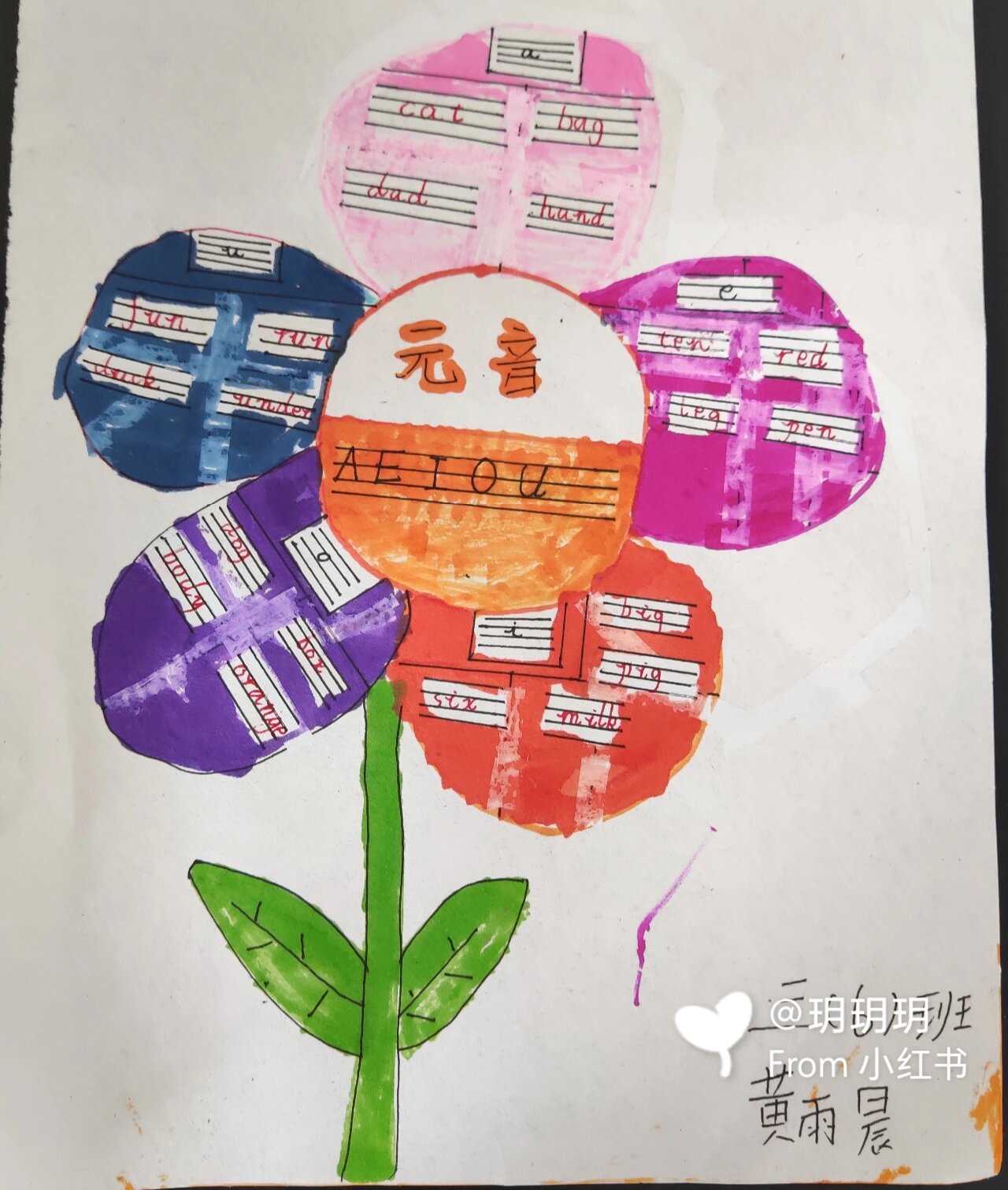 元音a  e i o u字母思维导图 三下元音字母 写写画画?