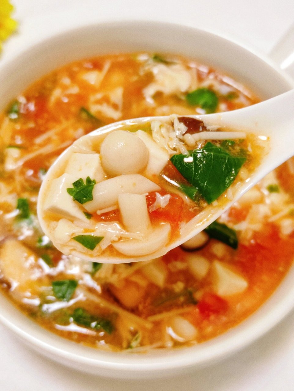 低脂美味75鲜美好喝的番茄豆腐菌菇汤75 96今天做了一道番茄