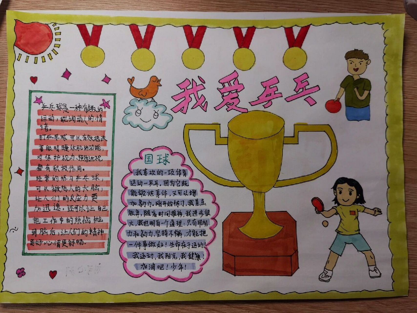 乒乓球主题手抄报