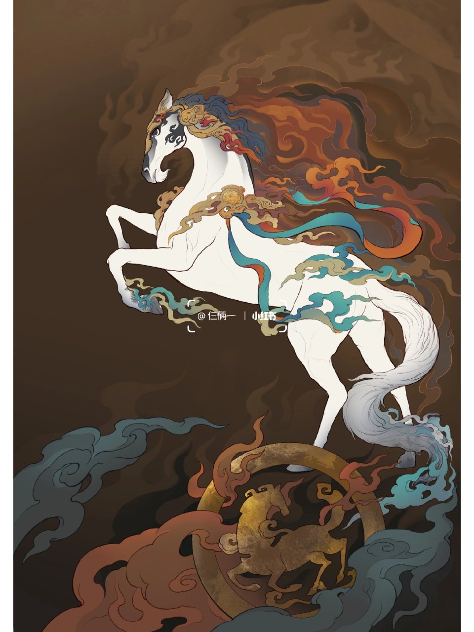 山海经十大瑞兽—天马 天马,又名勾陈 生于马成之山上的天马,状如白犬