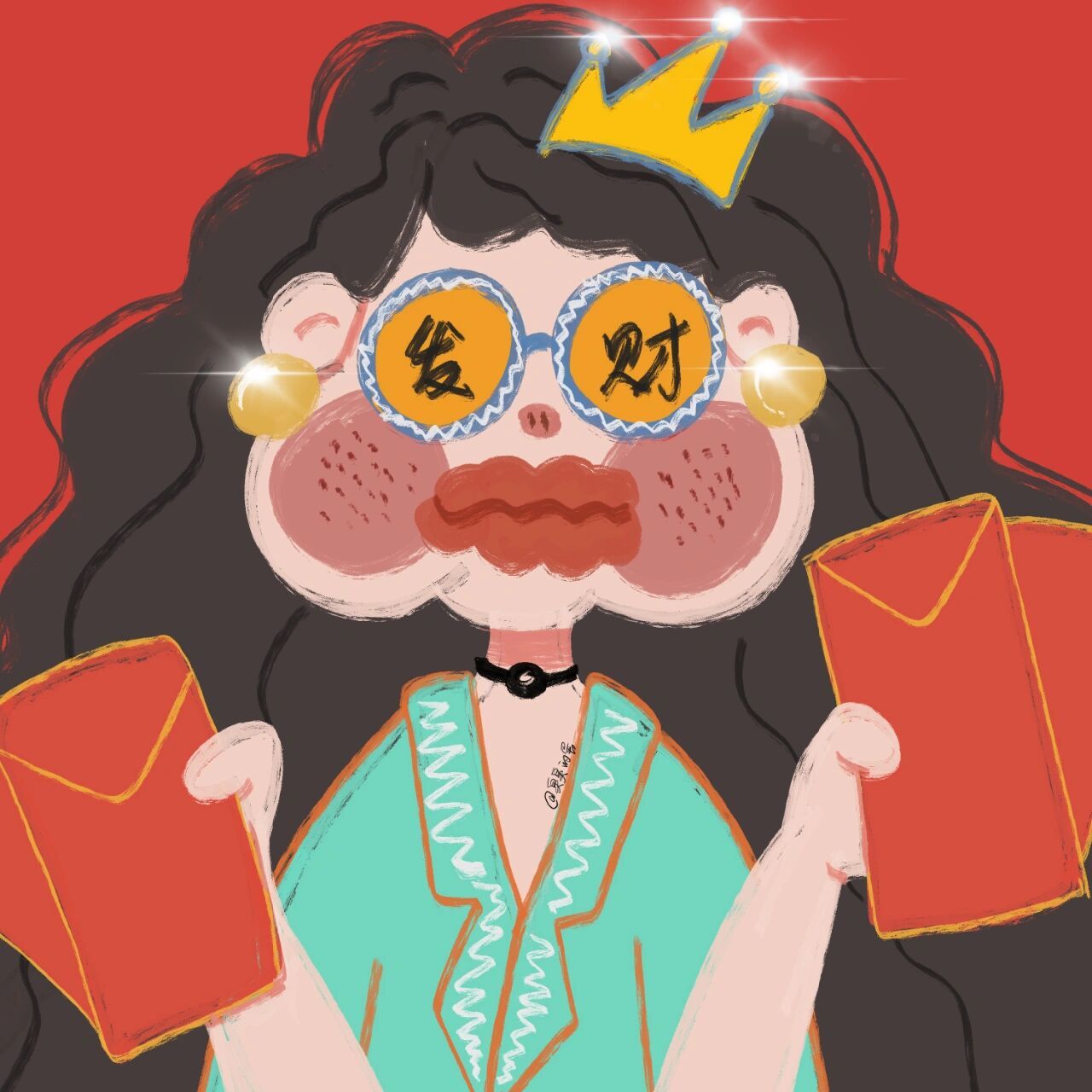 手绘插画|丑萌头像|钱来,钱从四面八方来 图片均为原创,未经授权禁止