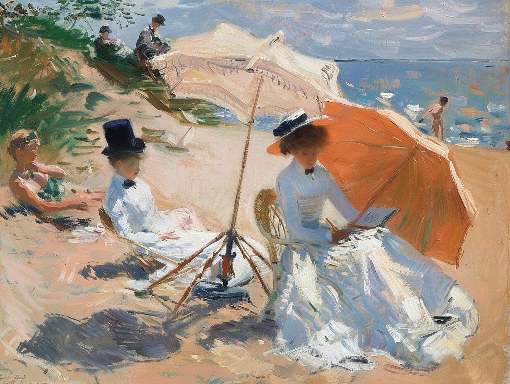 ai古典油画|夏日海滩