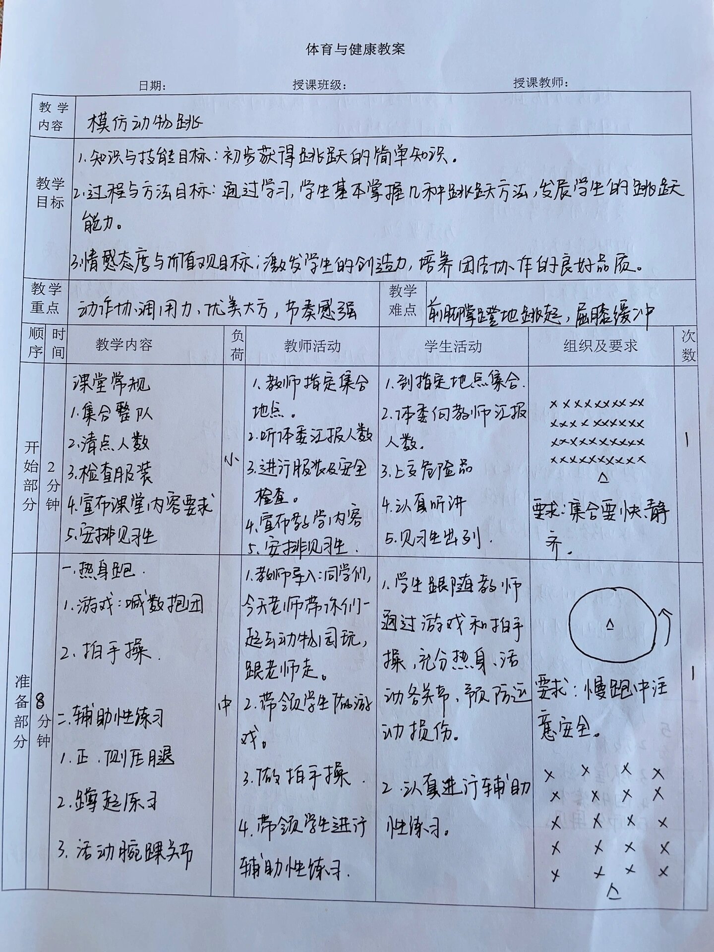 小学教案模板格式图片