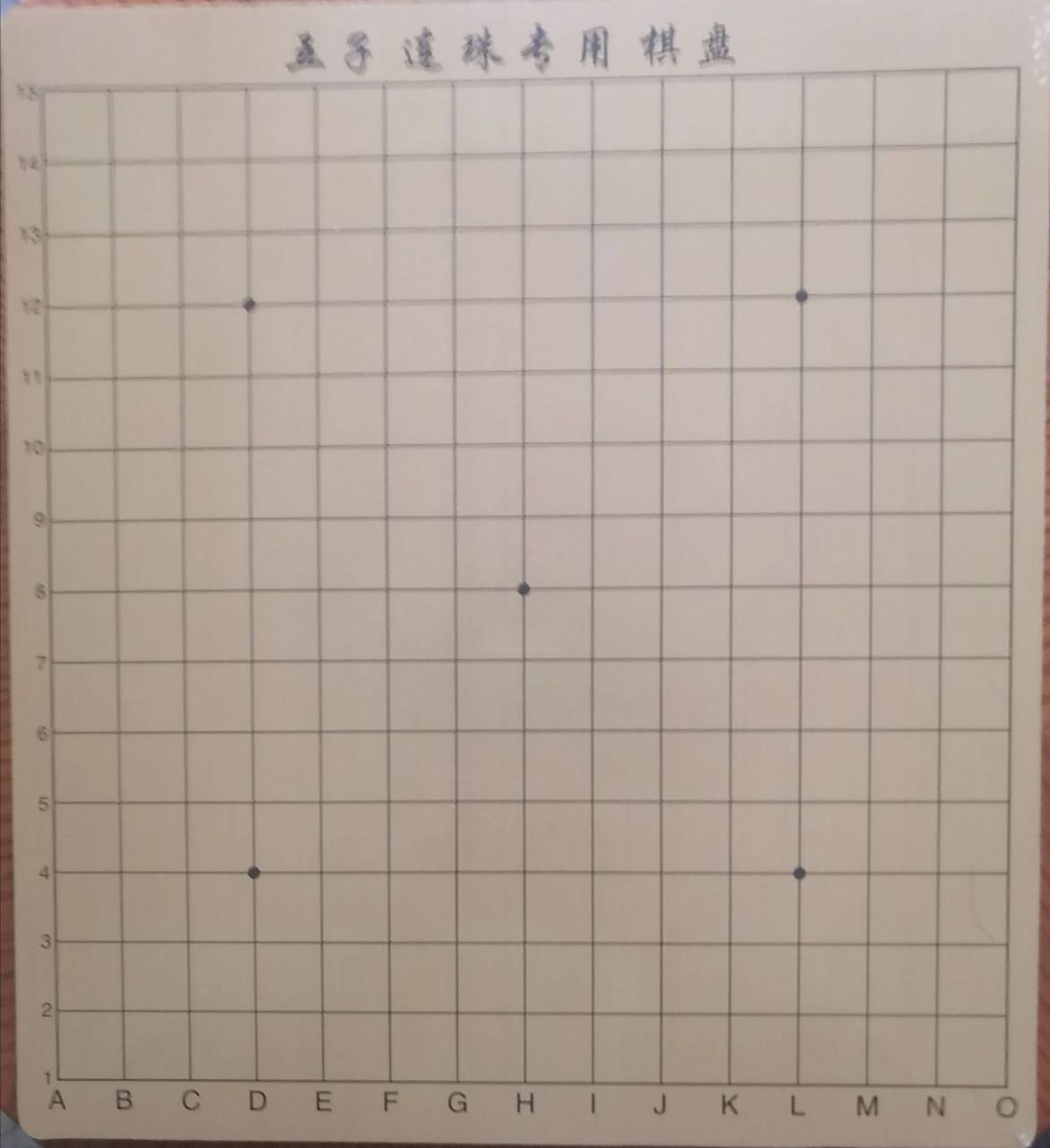 五子棋规则(一)   一,棋盘与棋子 图1为五子棋标准棋盘,横竖15条线