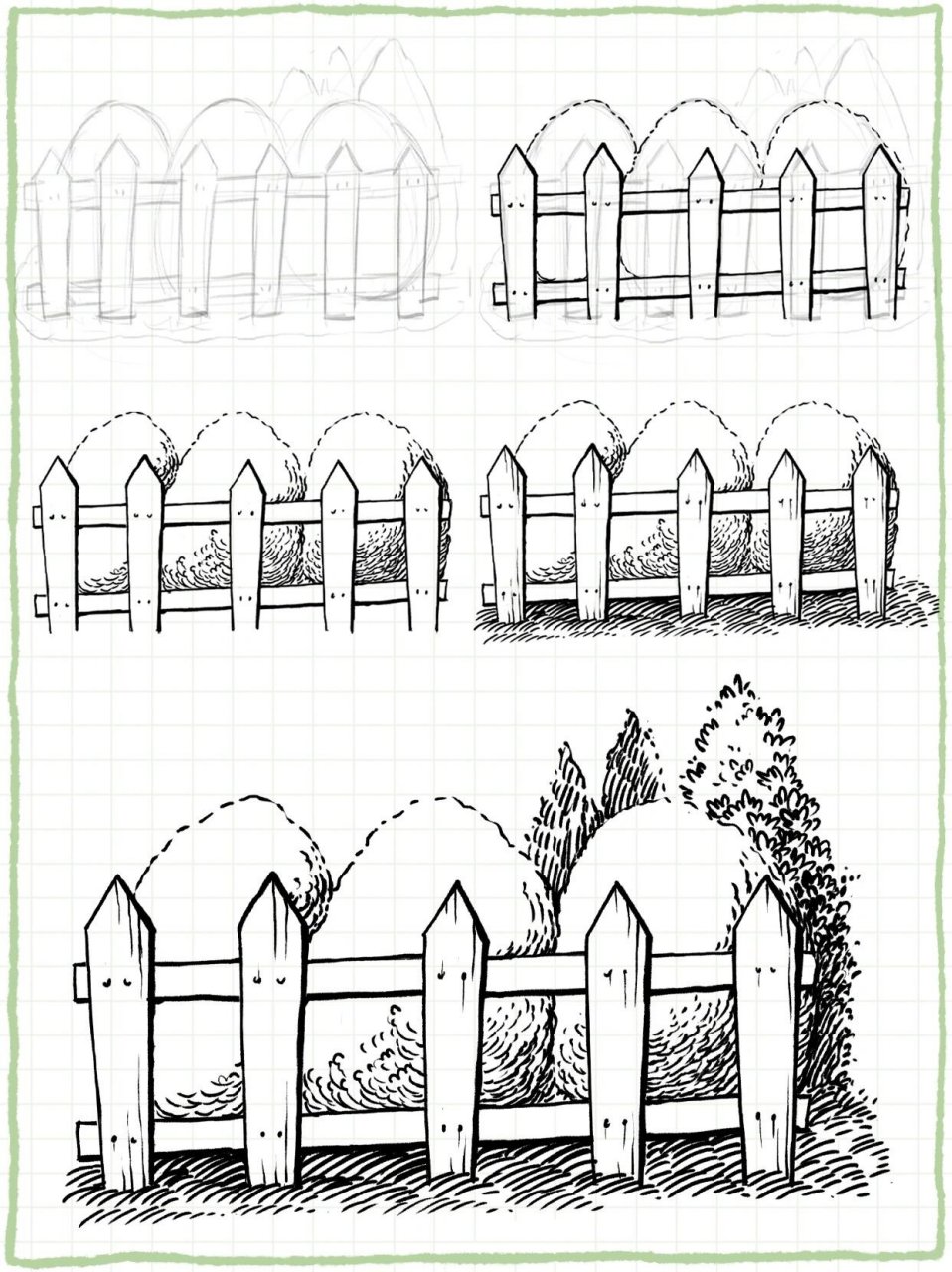 围栏画法简单图片