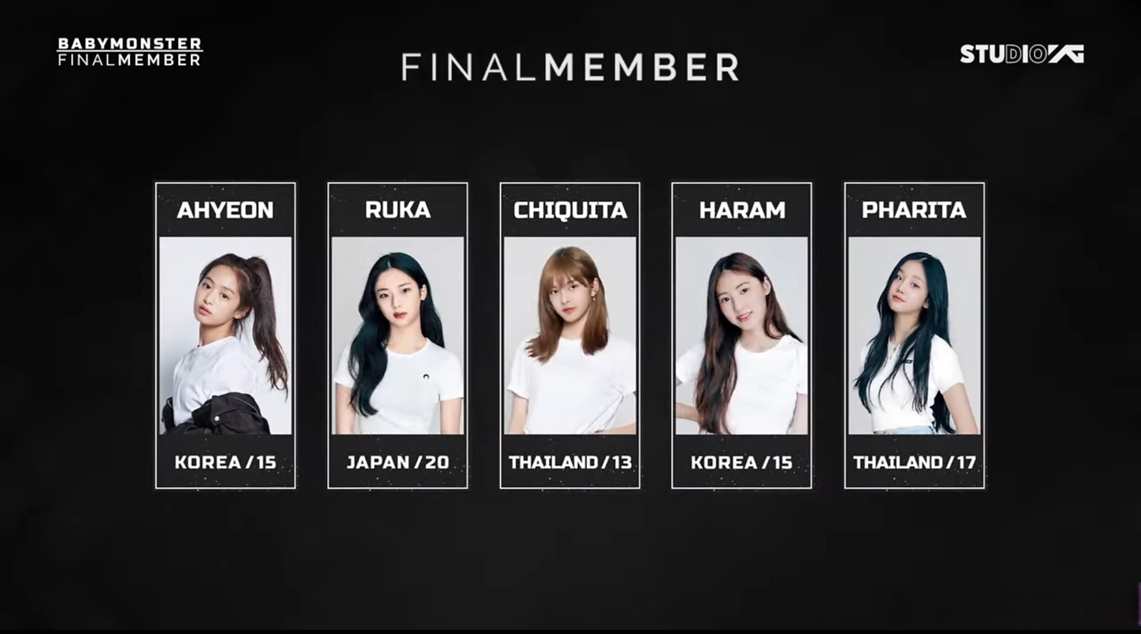 babymonster正式出道# 出道五人名单:ahyeon,ruka,chiquita,haram