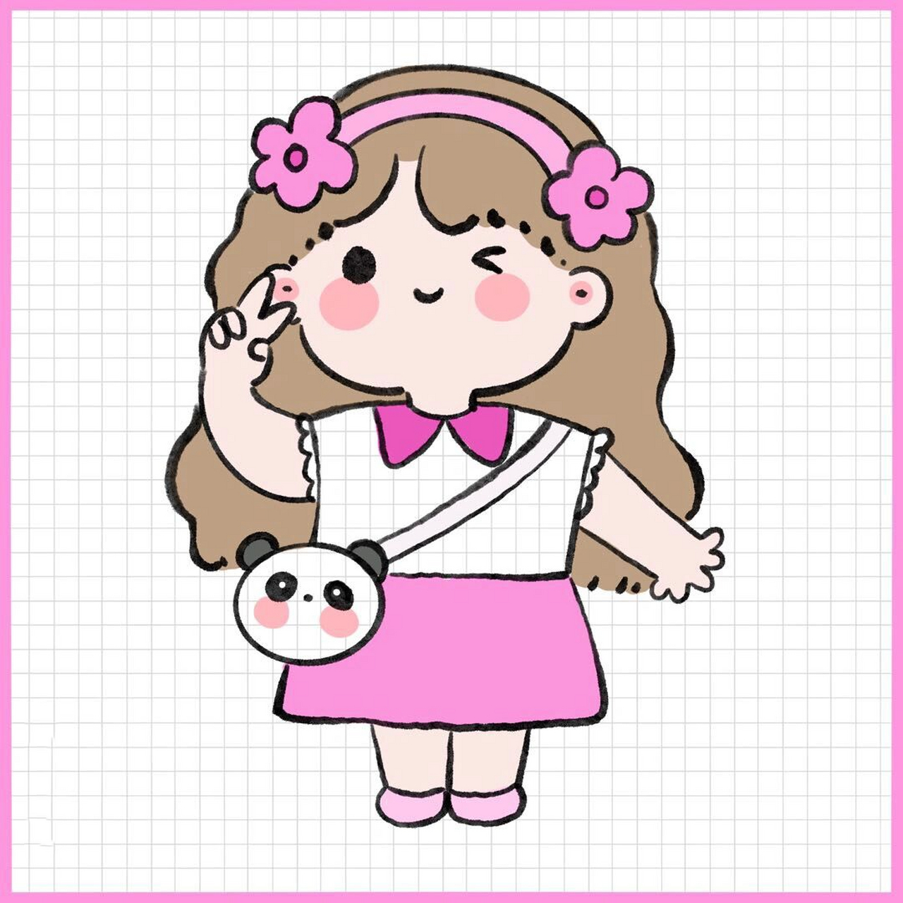 可爱小女孩简笔画手帐素材