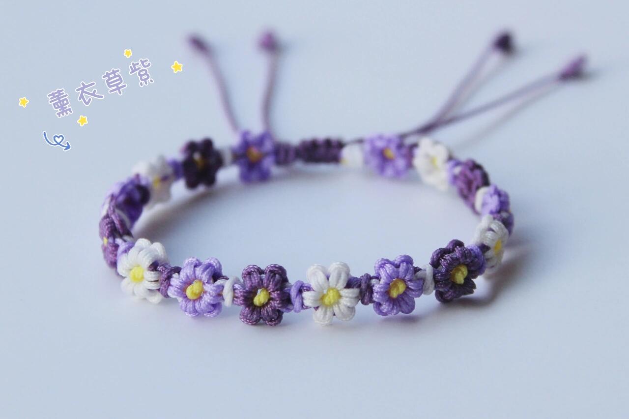 图文教程 周大福桃花 渐变小花手绳编绳