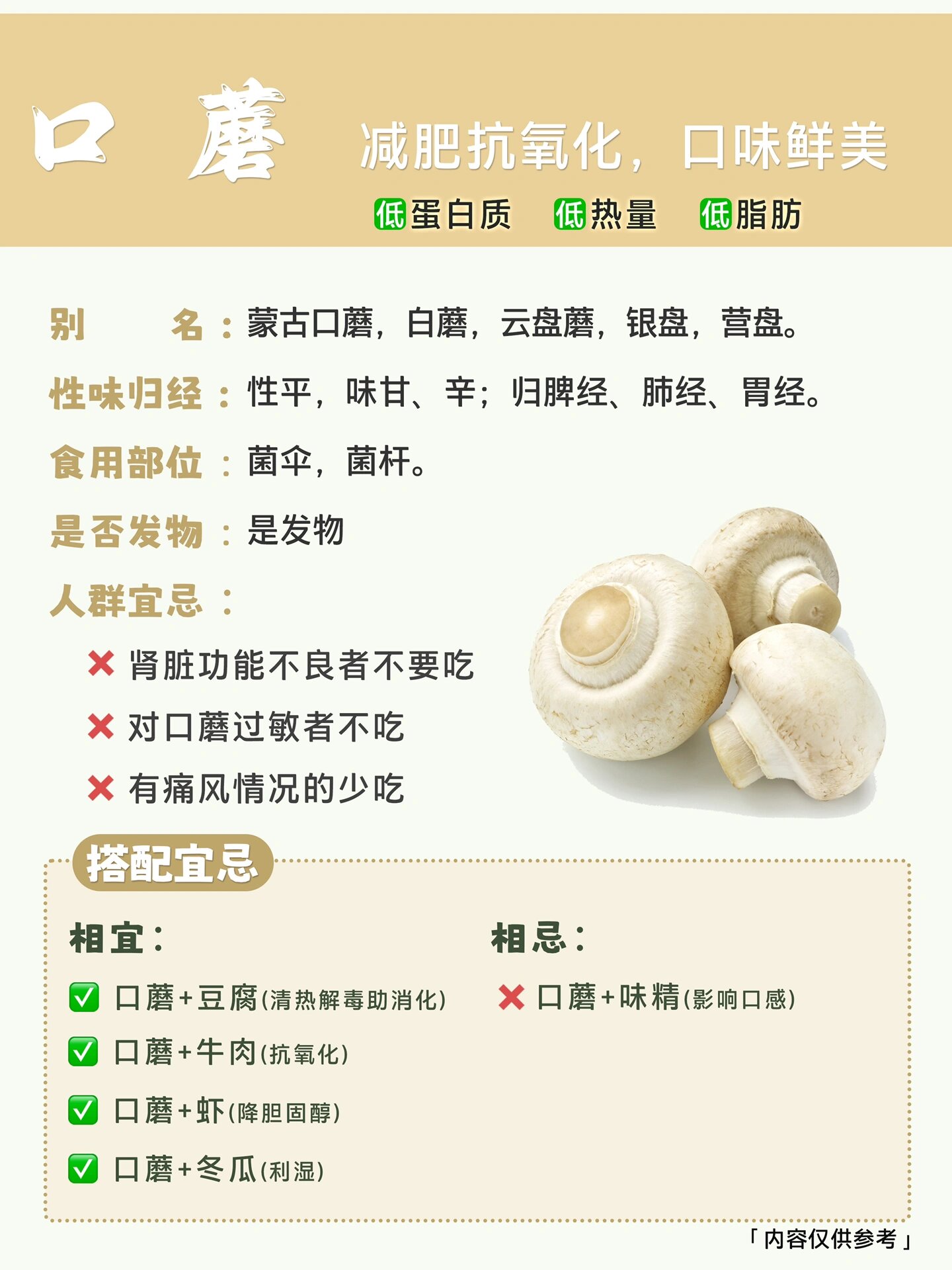 每日识一物『口蘑』96健康饮食 科学搭配