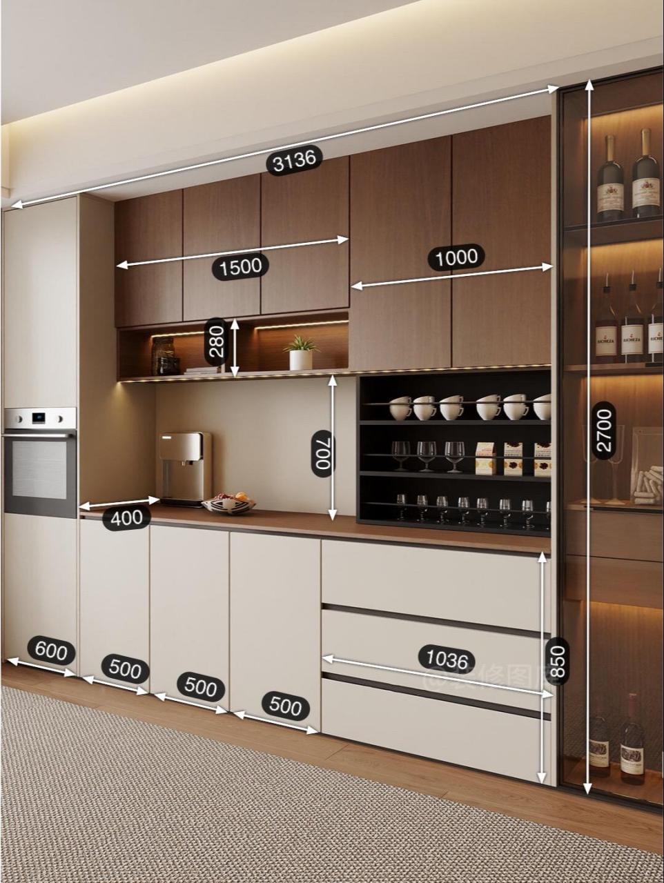 2024年最新流行的8款餐边柜酒柜样式效果,附带详细尺寸记得收藏参考!