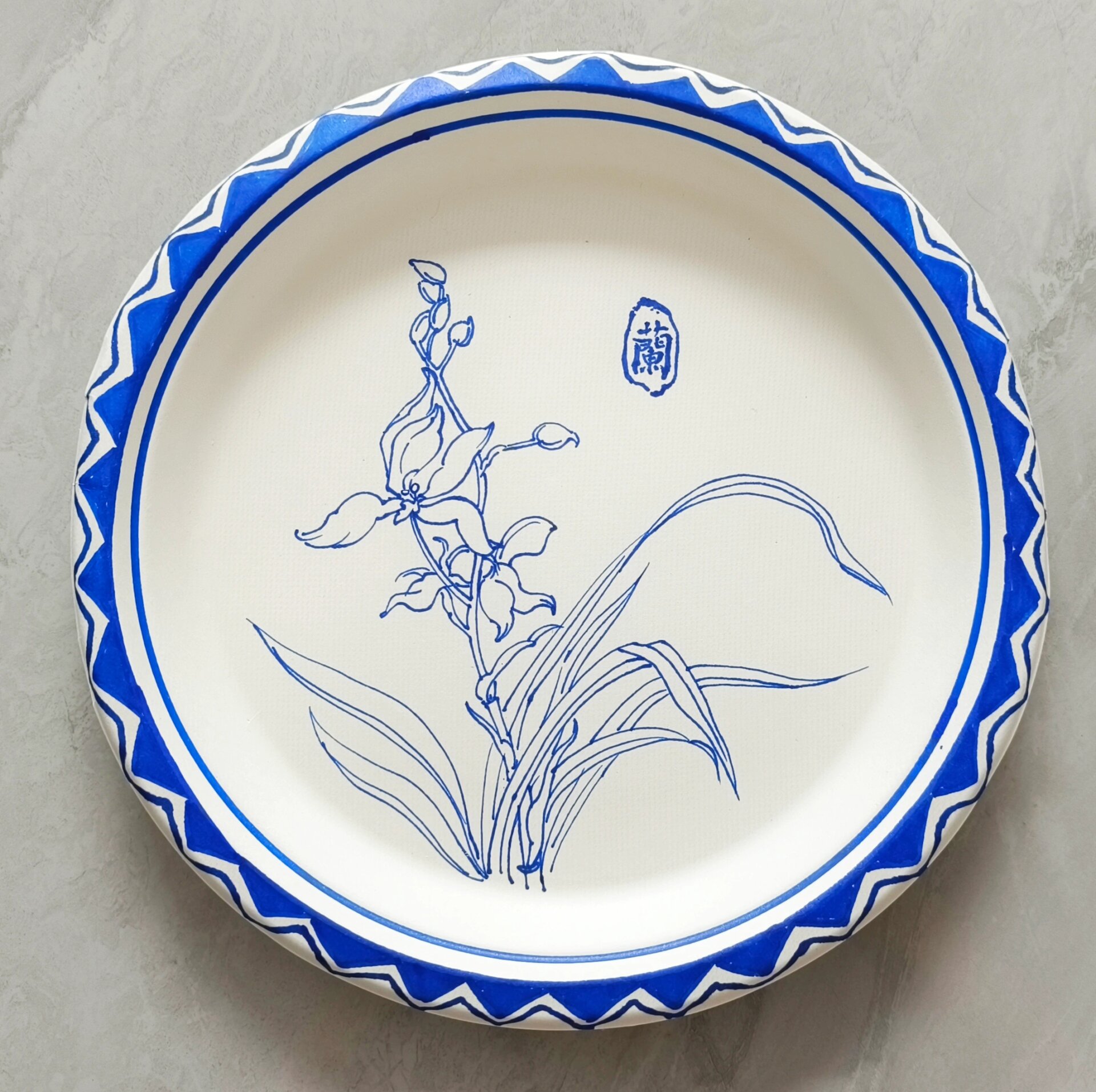 纸盘画——青花瓷·梅兰竹菊@猫宁talks说的动态