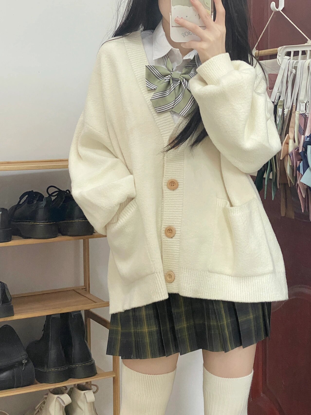 155cm / 白色过膝袜好秋冬