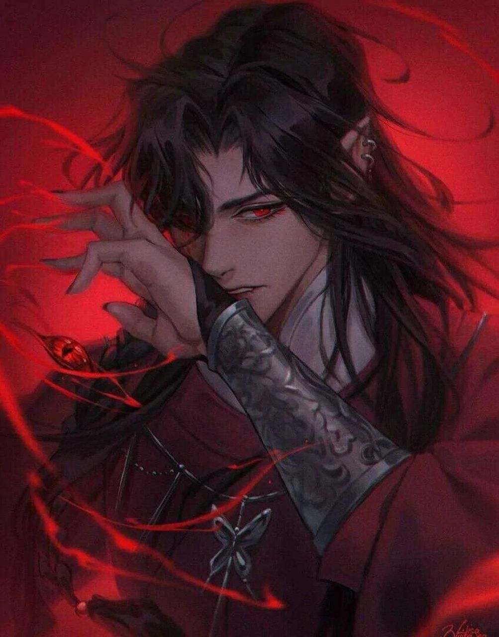 红衣江湖!古风手绘 仙气插画 ,美男壁纸 一袭红衣 叱诧江湖