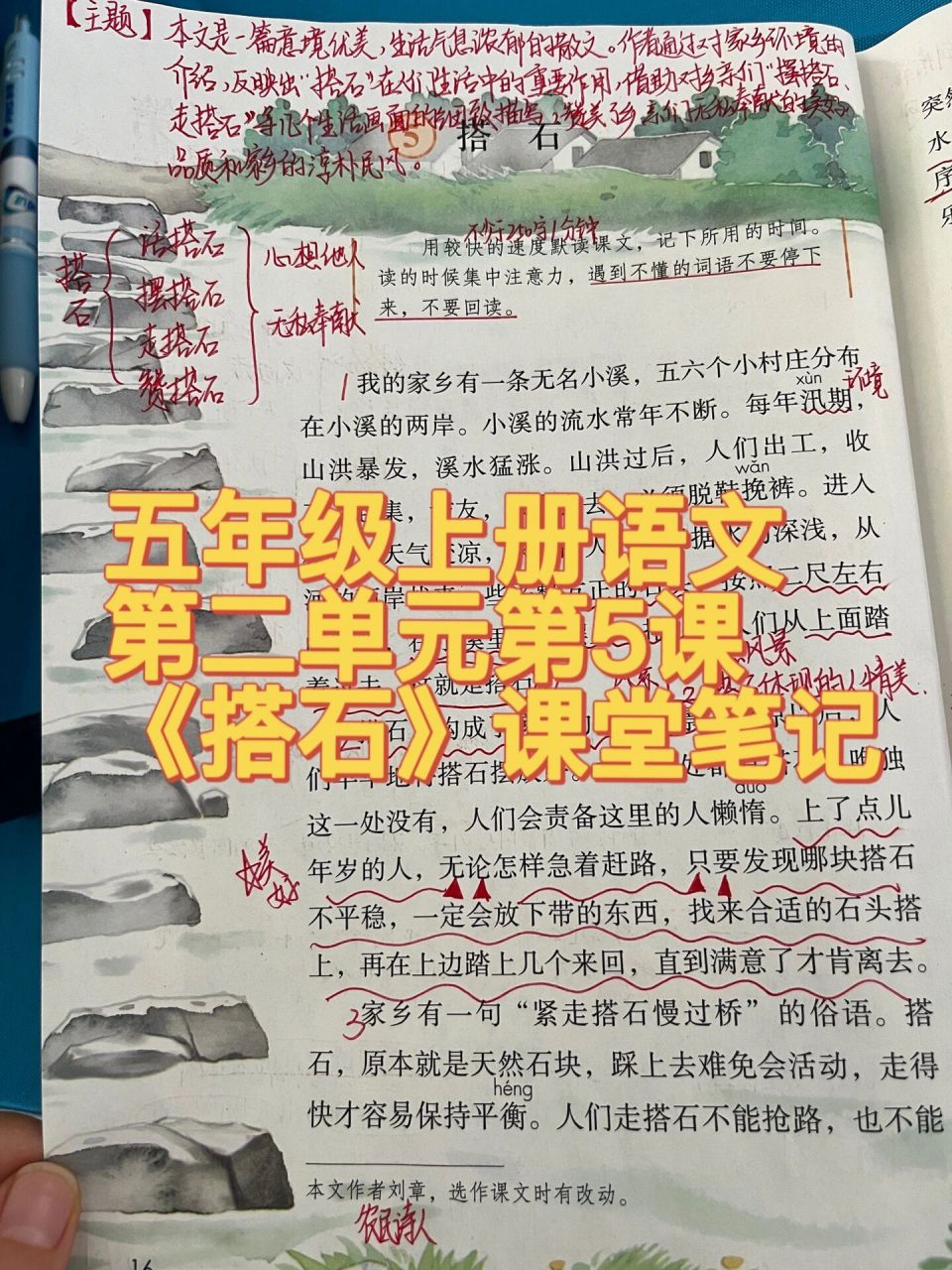 五年级上册语文第二单元《搭石》课堂笔记 五年级上册第二单元《搭石