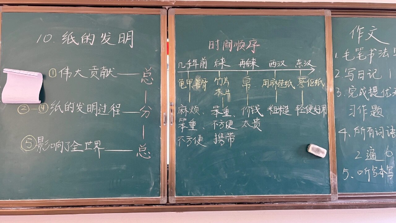 三上语文10课《纸的发明》教学板书设计