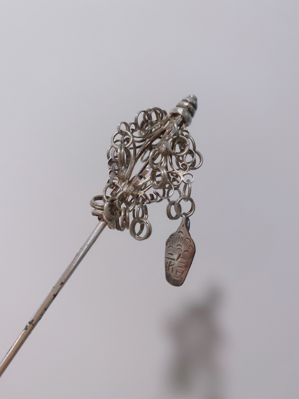 超级稀有的古代"九连环"——老银禅杖发簪 这"九连环"不是古代益智