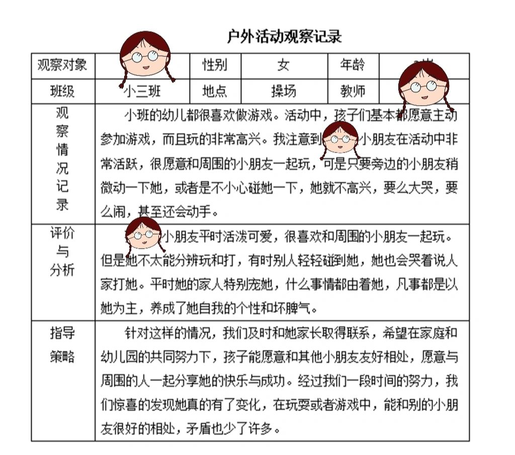幼儿园小班户外观察记录50篇(幼儿园小班户外观察记录50篇简短)